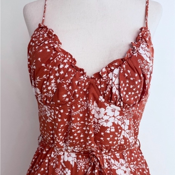 Hello Molly Angel Biba Good Friend Rust V Neckline Cottagecore Midi Dress L - Picture 4 of 7